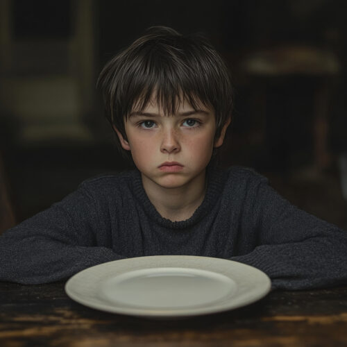 Child with empty plate Square